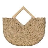 Isabella Wooden Handle Straw Tote Bag: Nude - Pages & Parcels