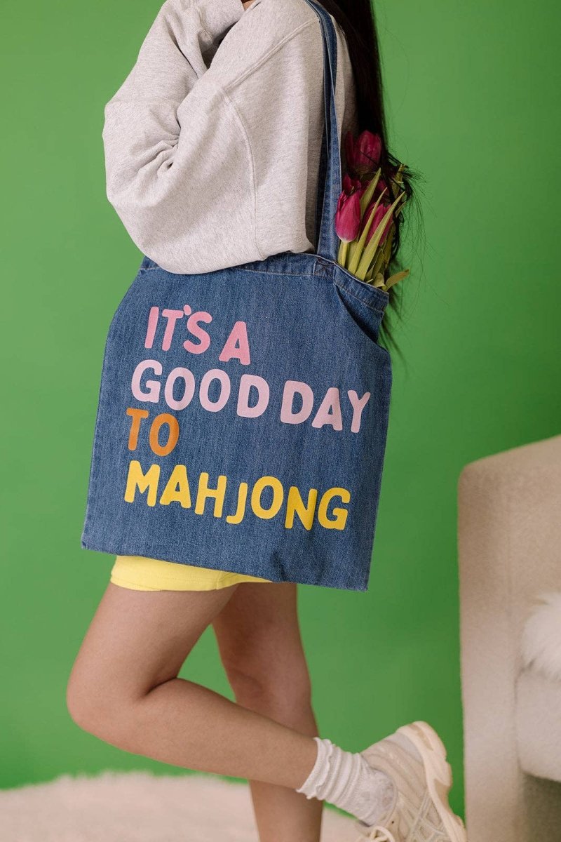 It's a Good Day to Mahjong Denim Tote - Pages & Parcels