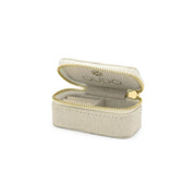 Compact jewelry case with a soft-touch exterior