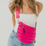 Quilted puffer bum bag with an adjustable strap