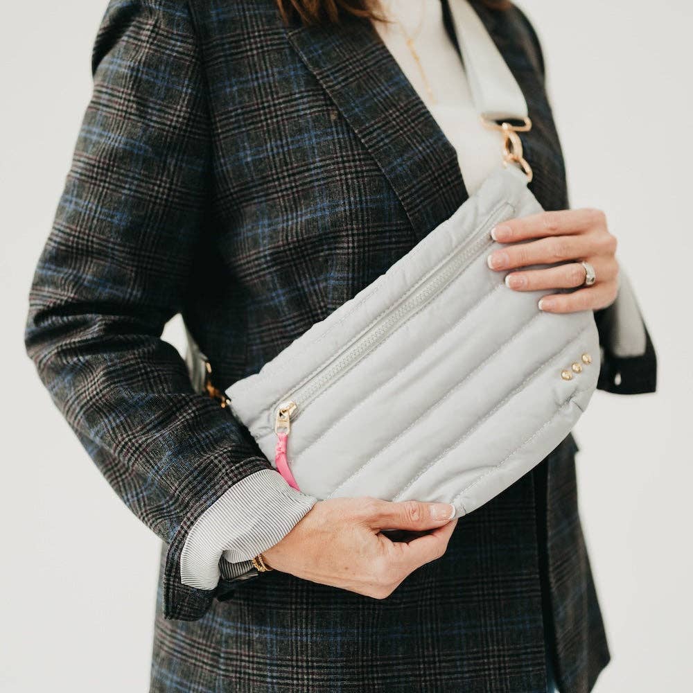 Quilted puffer bum bag with an adjustable strap