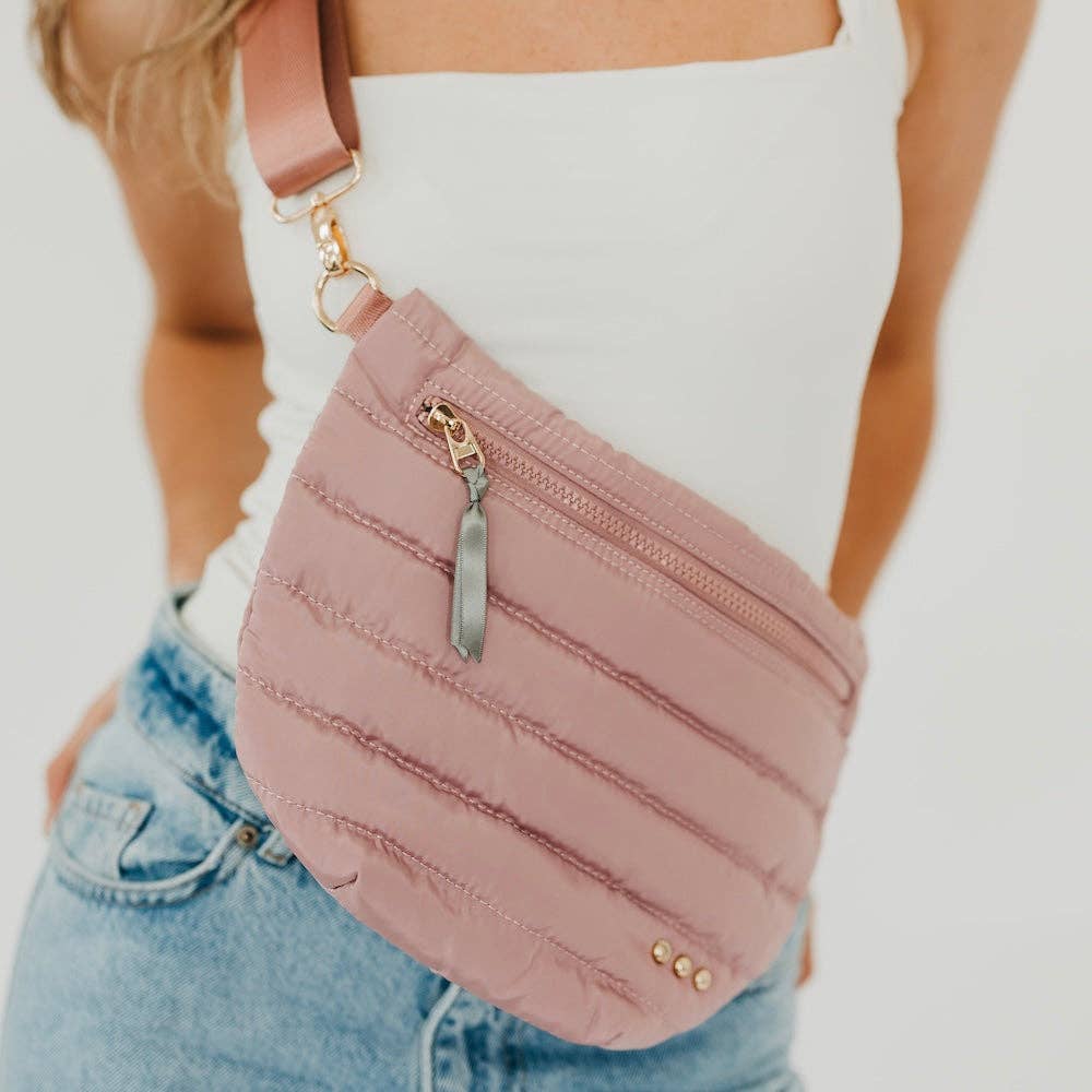 Quilted puffer bum bag with an adjustable strap