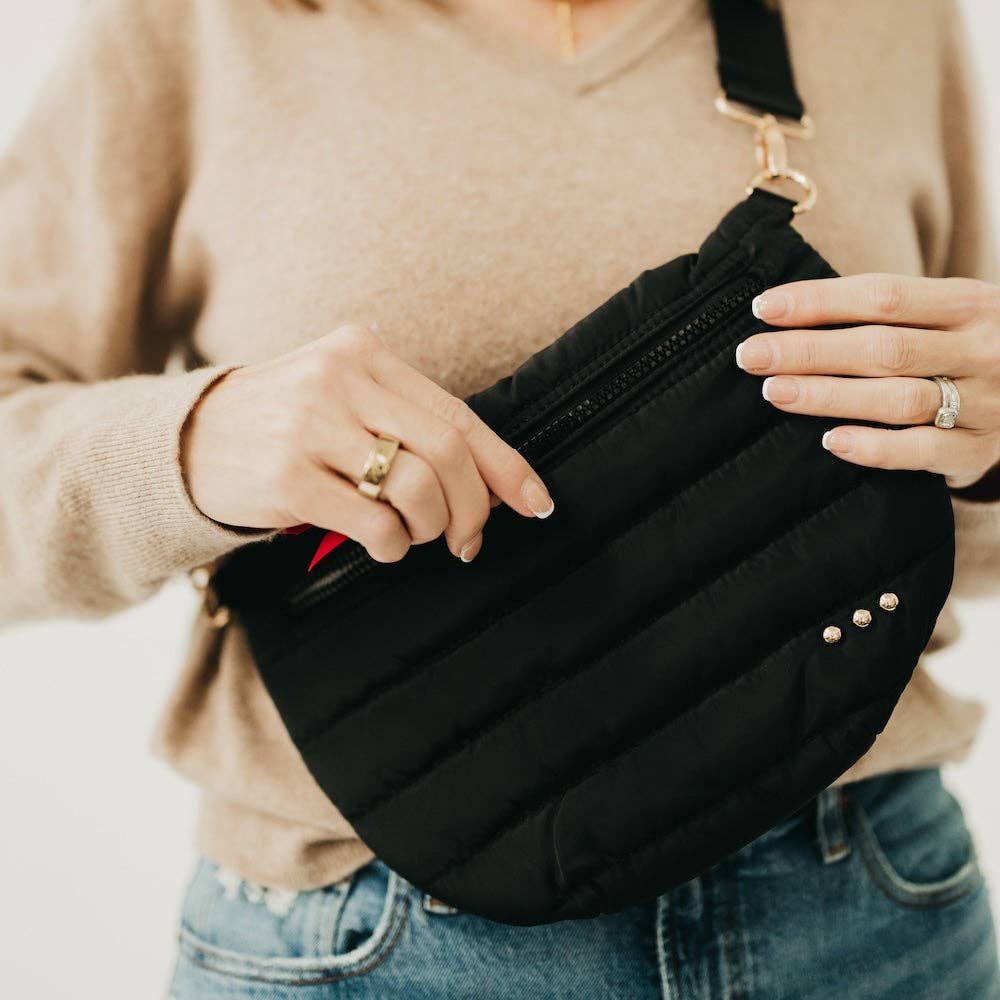 Quilted puffer bum bag with an adjustable strap