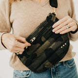 Quilted puffer bum bag with an adjustable strap