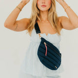 Quilted puffer bum bag with an adjustable strap