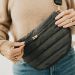 Quilted puffer bum bag with an adjustable strap