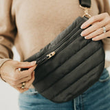 Quilted puffer bum bag with an adjustable strap