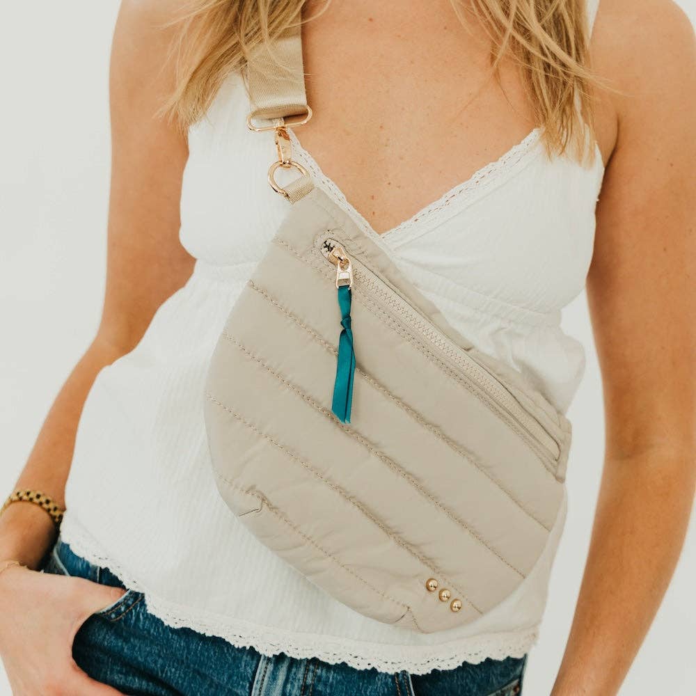 Quilted puffer bum bag with an adjustable strap