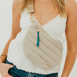 Quilted puffer bum bag with an adjustable strap