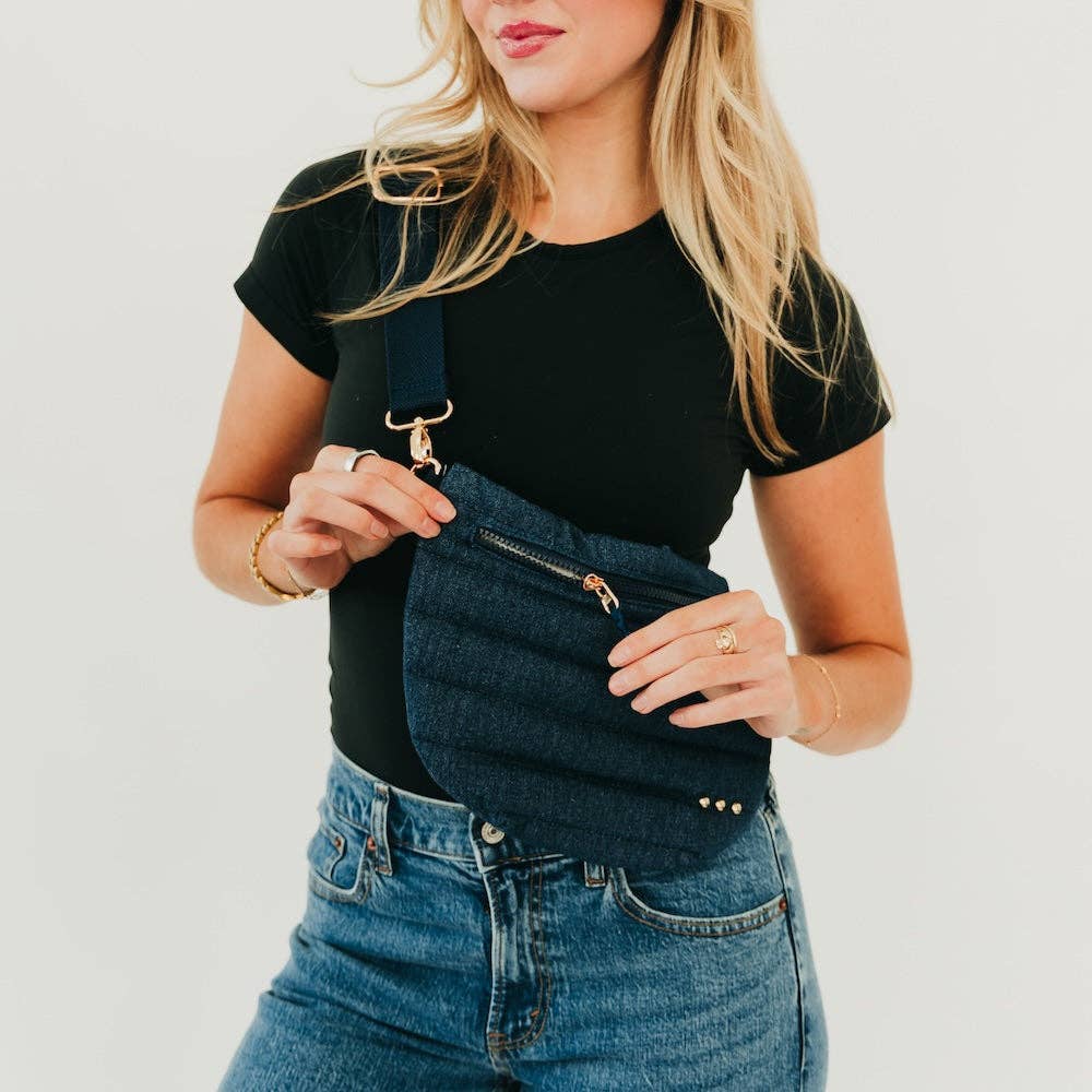 Quilted puffer bum bag with an adjustable strap