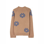 Khaki Floral Knit Sweater Women Ribbed Pattern N5A880 - Pages & Parcels