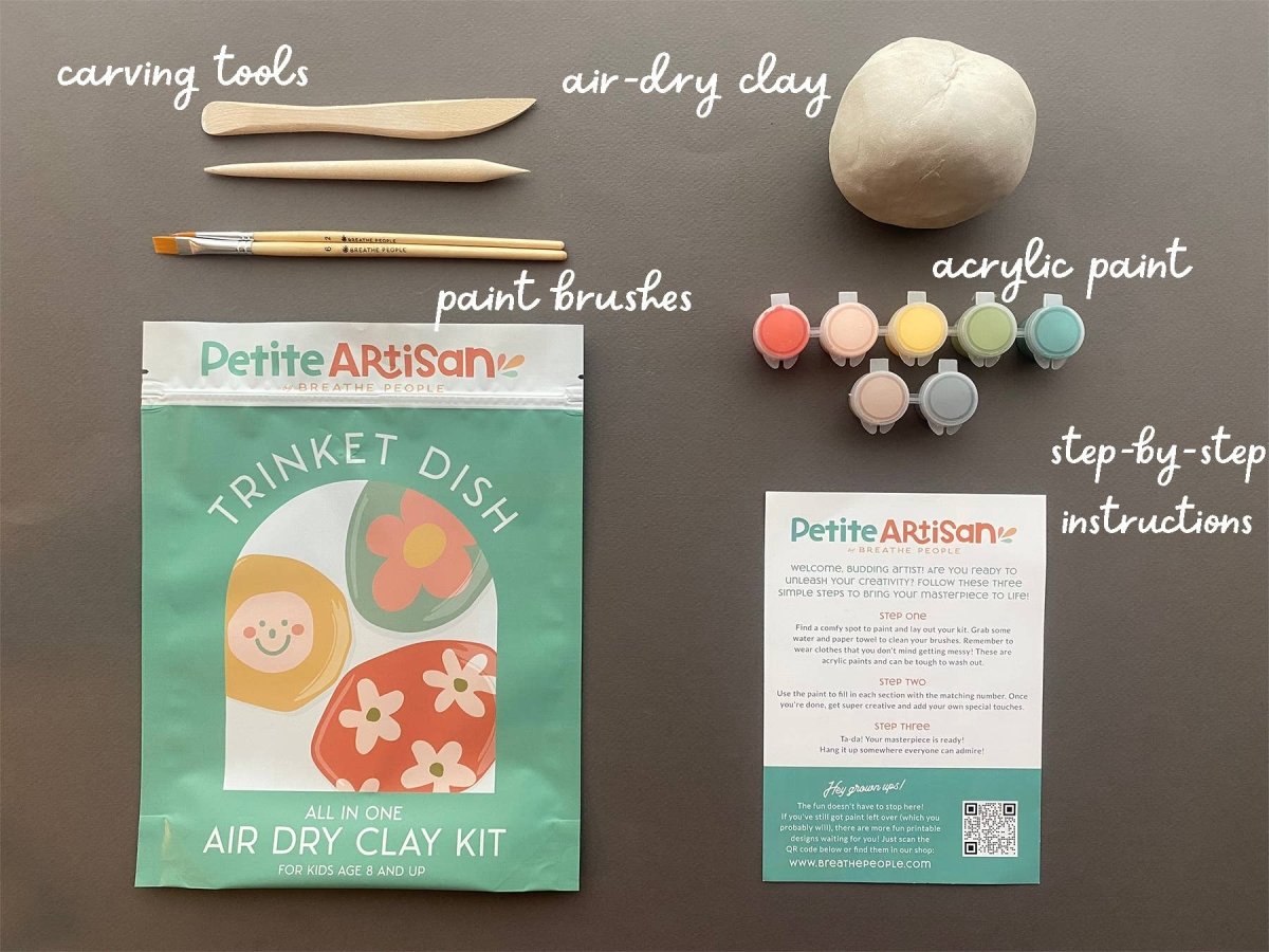 Kids DIY Clay Kit — Make and Paint Your Own Trinket Dishes | Breathe People - Pages & Parcels