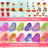 Kids' Valentine Heart Box & 24 Flower Heart Block Sets - Pages & Parcels