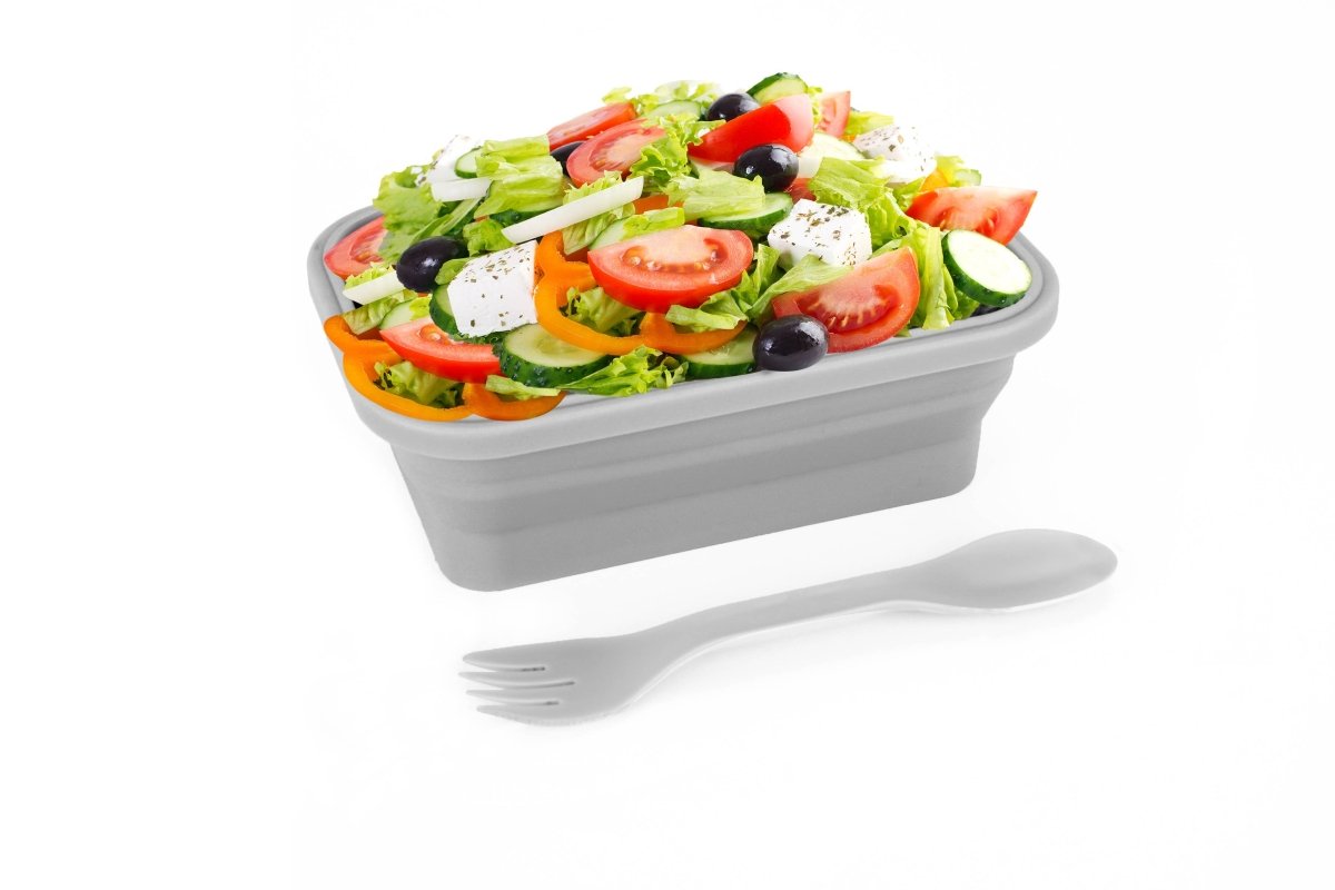 A collapsible silicone lunch container from the Krumbs Kitchen Essentials assortment