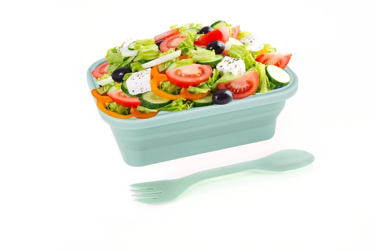 A collapsible silicone lunch container from the Krumbs Kitchen Essentials assortment