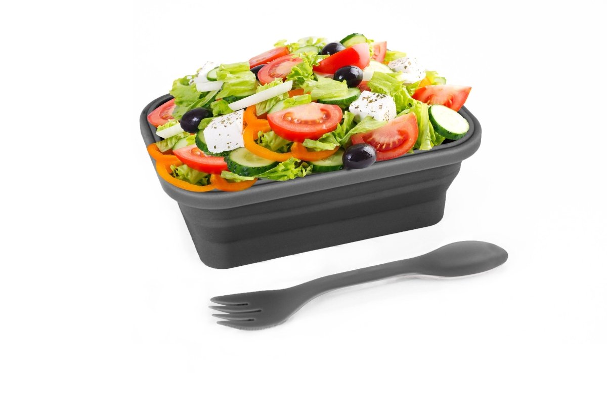 A collapsible silicone lunch container from the Krumbs Kitchen Essentials assortment