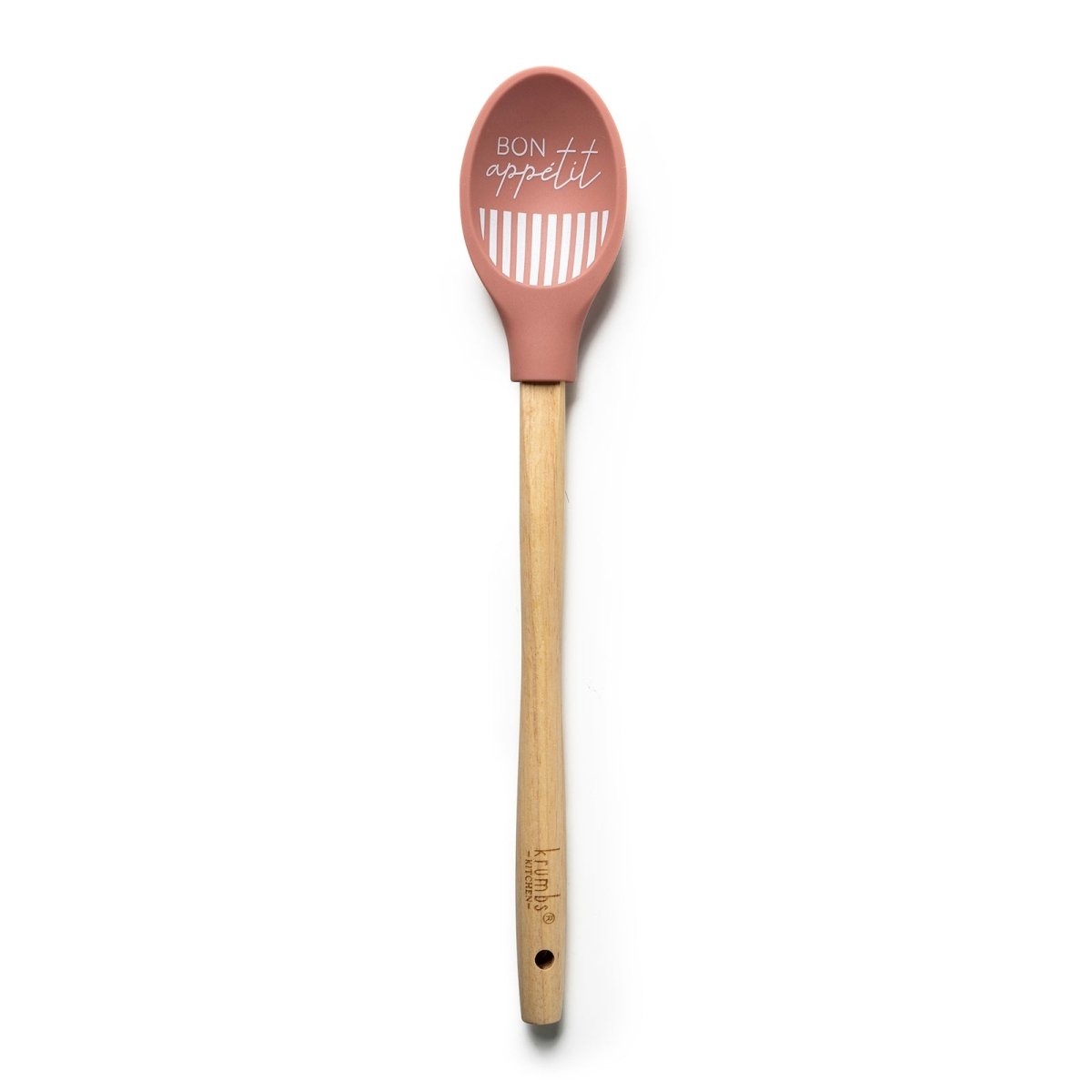 A wooden-handled Krumbs Kitchen Farmhouse spoon