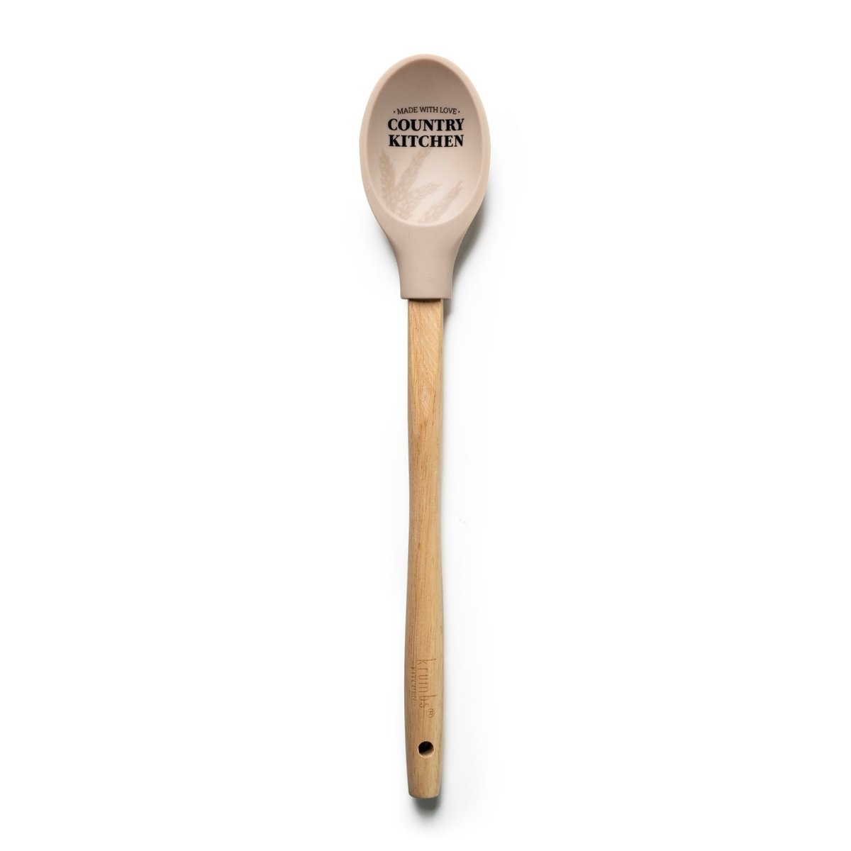 A wooden-handled Krumbs Kitchen Farmhouse spoon
