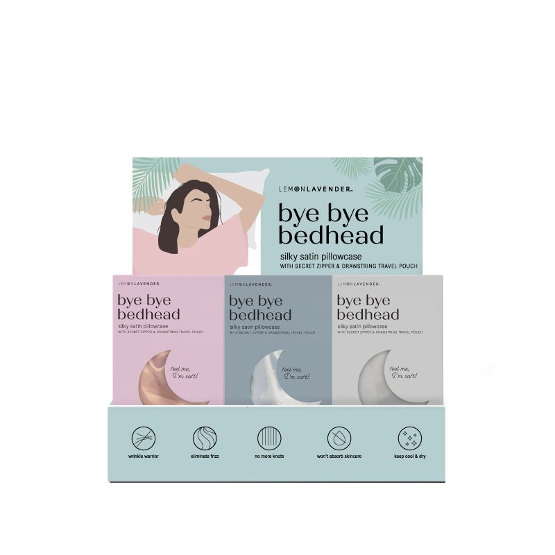 A Lemon Lavender Bye Bye Bedhead silky satin pillowcase