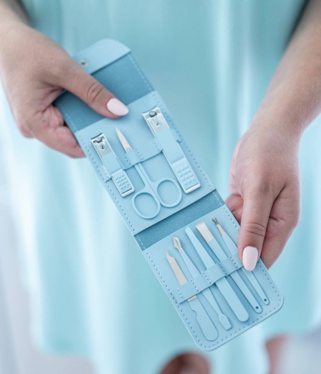 Lemon Lavender File It Away nail care kit with tools in a zippered pouch