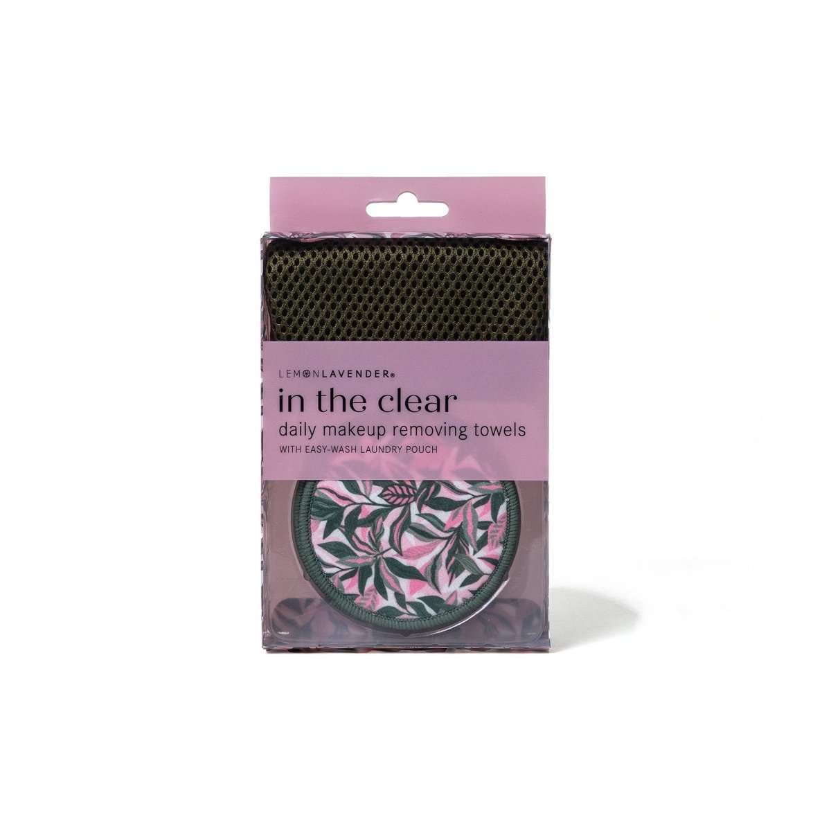 A stack of Lemon Lavender In the Clear reusable makeup remover rounds