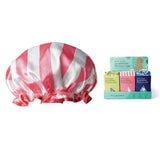 A patterned Lemon Lavender Not Your Grandma's shower cap