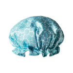 A patterned Lemon Lavender Not Your Grandma's shower cap