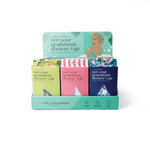 A patterned Lemon Lavender Not Your Grandma's shower cap