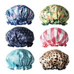 A patterned Lemon Lavender Not Your Grandma's shower cap