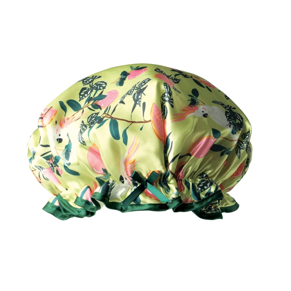 A patterned Lemon Lavender Not Your Grandma's shower cap