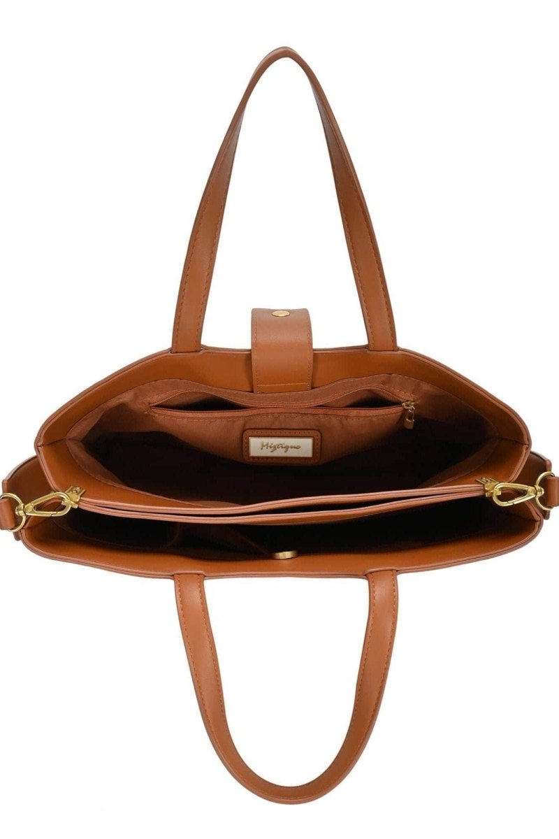 Leonetta Three Compartment Women's Satchel Tote Bag: Taupe - Pages & Parcels