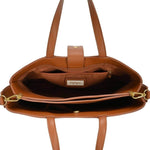 Leonetta Three Compartment Women's Satchel Tote Bag: Taupe - Pages & Parcels