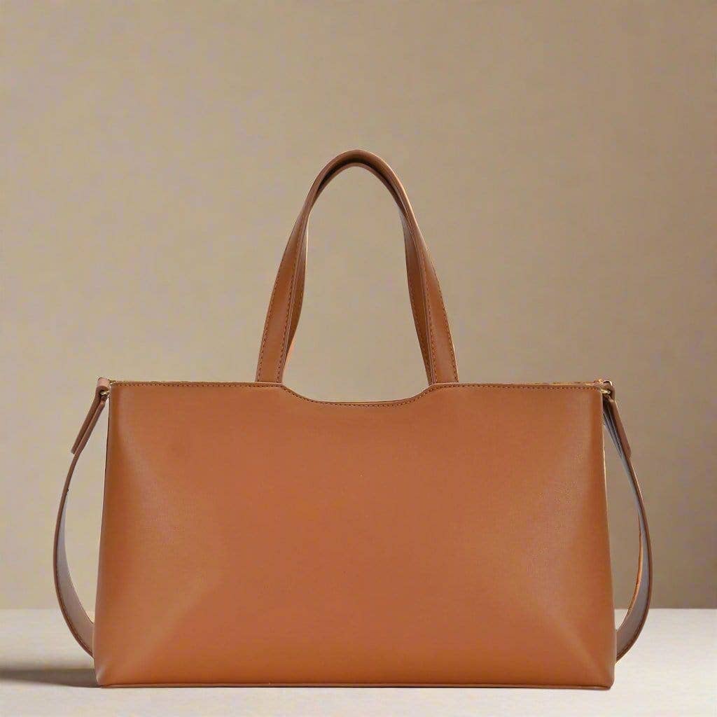 Leonetta Three Compartment Women's Satchel Tote Bag: Taupe - Pages & Parcels