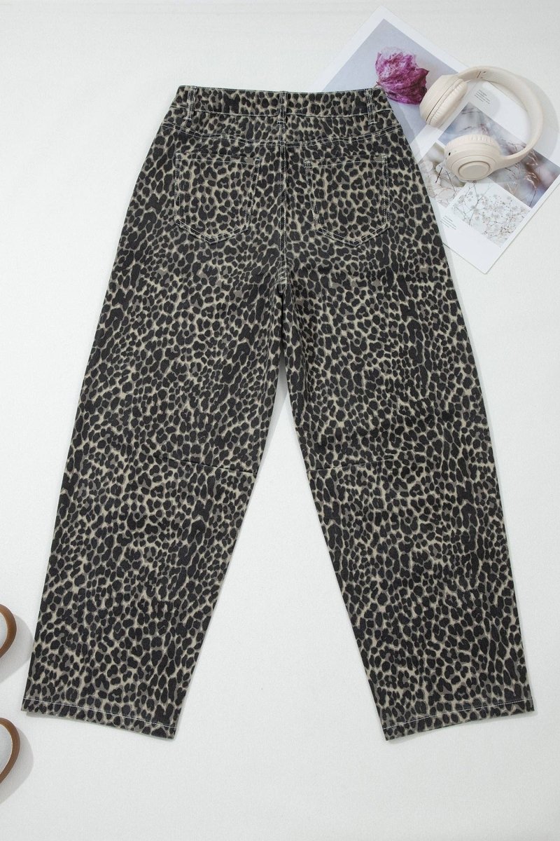 Leopard Print High Waist Jeans - Pages & Parcels