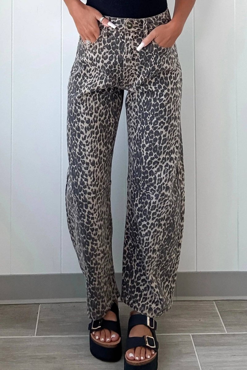 Leopard Print High Waist Jeans - Pages & Parcels