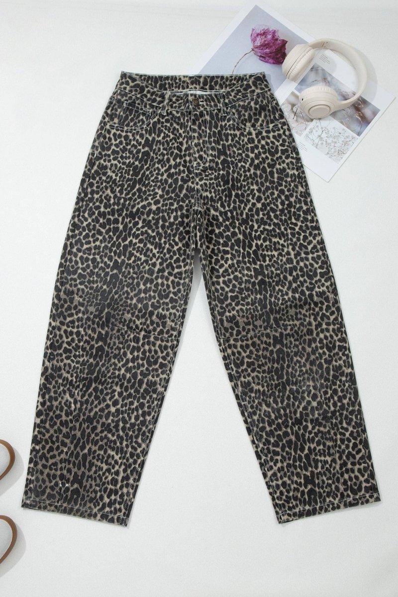 Leopard Print High Waist Jeans - Pages & Parcels