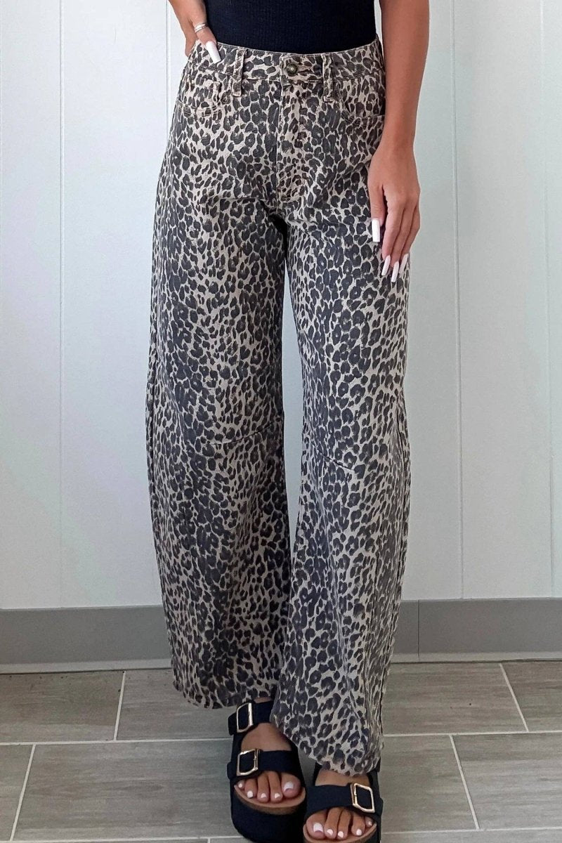 Leopard Print High Waist Jeans - Pages & Parcels