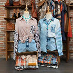 Leopard Striped Western Patchwork Button - up Shirt - Pages & Parcels