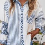 Leopard Striped Western Patchwork Button - up Shirt - Pages & Parcels
