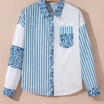 Leopard Striped Western Patchwork Button - up Shirt - Pages & Parcels