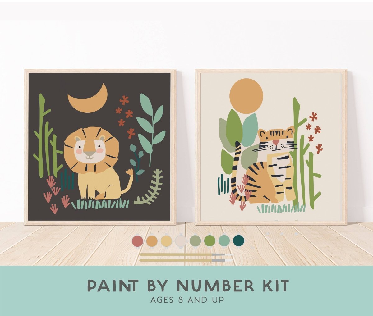 Lion + Tiger Paint by Number Kit + Easel for Kids | Breathe People - Pages & Parcels