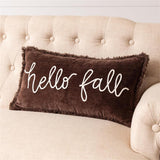 Lumbar Pillow - Hello Fall, Brown Velvet - Pages & Parcels