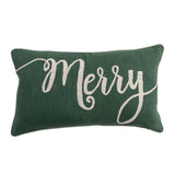 Lumbar Pillow with Embroidered "Merry" - Pages & Parcels