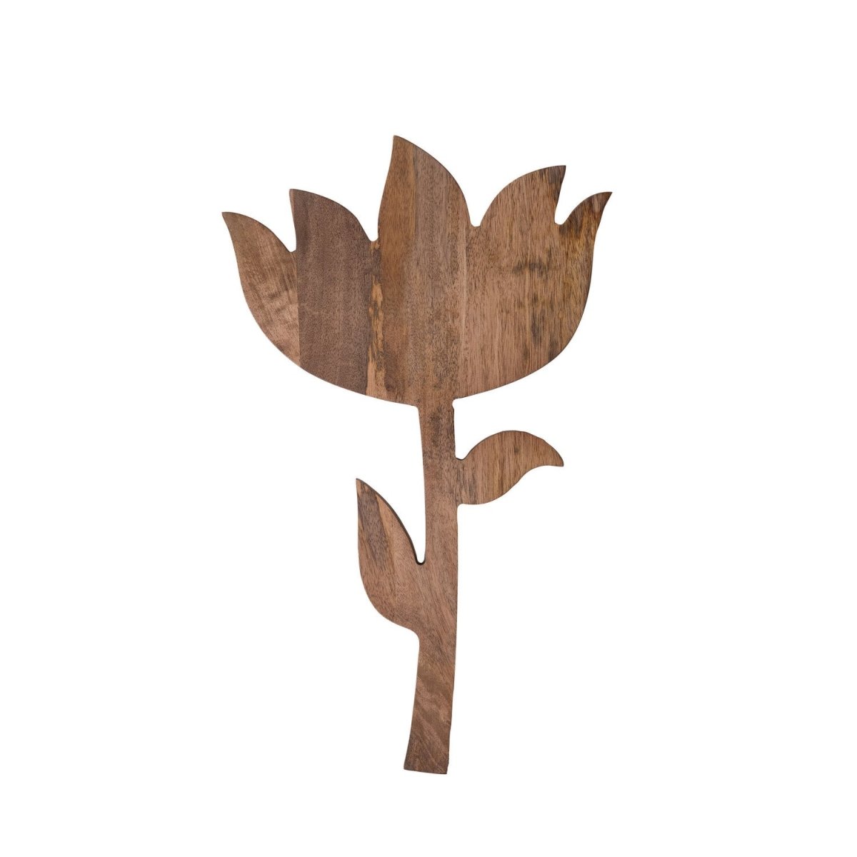 Flower-shaped mango wood cheese and cutting board in natural finish
