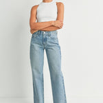 Medium wash relaxed straight leg jeans