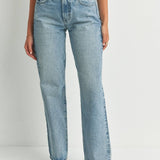 Medium wash relaxed straight leg jeans