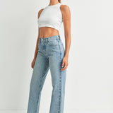 Medium wash relaxed straight leg jeans