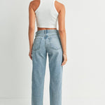 Medium wash relaxed straight leg jeans
