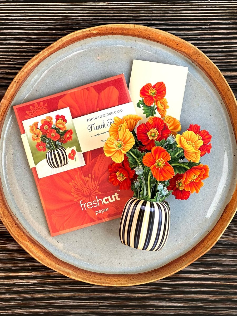 Mini French Poppies (10 Pop - up Greeting Cards) - Pages & Parcels