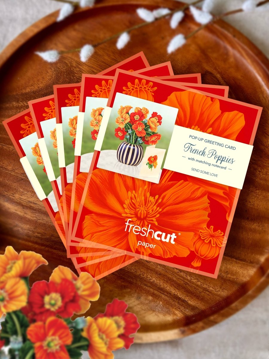 Mini French Poppies (10 Pop - up Greeting Cards) - Pages & Parcels